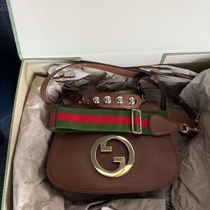 Gucci Blondie Brown Calfskin Flap Bag Medium Shoulder Bag